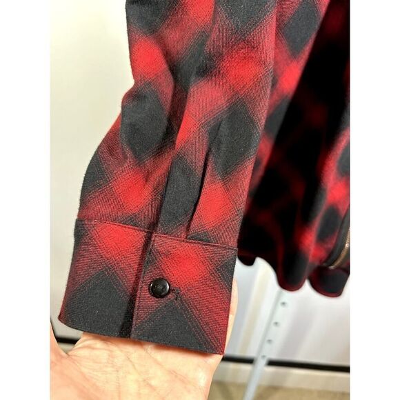 SOFT SURROUNDINGS Women's Zip Up Flannel Shacket Red/Black Size Medium - Picture 4 of 9